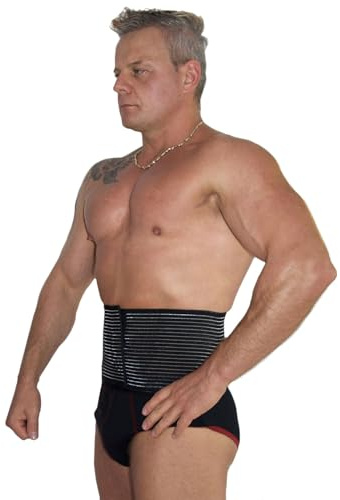 BODYPERFECT Banda abdominal postparto después de la operación - Alivio unisex del dolor de espalda - Soporte lumbar del cinturón abdominal - Altura de cierre ajustable 16 cm, Negro , S