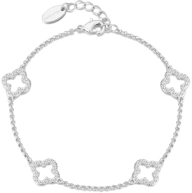 Philip Jones Silver Plated Clover Bracelet Created with Zircondia® Crystals
