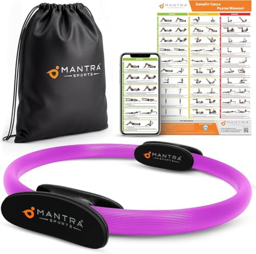 MANTRA SPORTS Aro Pilates - Anillo de Pilates con Resistencia - Círculo Mágico para Ejercicio en Casa - Tonifica Muslos, Abdominales y Brazos - Fortalece Suelo Pélvico y Postura