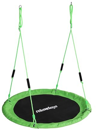 Relaxdays Altalena a Nido Rotonda, Maniglie in Schiuma, Regolabile, Esterno, Ø 120 cm, Max 100 kg, Verde