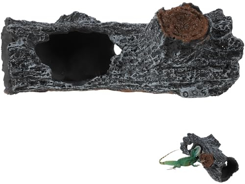 SHINEOFI Cueva Decorativa para Reptiles, Escondite de Resina Forma de Tronco, Resistente al Desgaste Manchas, para Terrario