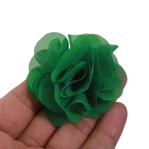 Chiffongblomma set med 10 st 6 cm konstgjorda blommor i tyll, söta handgjorda blommor, chiffong, för brudklänning, hattar, pannband, brosch, gör-det-själv (grön)