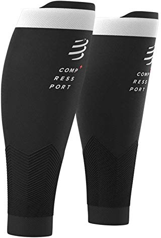 COMPRESSPORT Calf Compression Sleeve – R2V2 – Muscle Protection, Performance and Recovery for Sports – Ultralight and Anti-Fatigue – Running, Cycling, Trail and Triathlon, Black