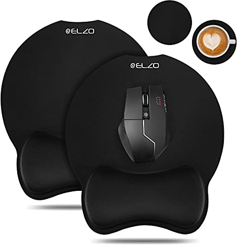 ELZO 2 Stücke Ergonomische Mauspad Gel Handgelenkauflage Maus Handballenauflage Anti-Sehnenscheidenprobleme für Computer und Laptop, Schwarz