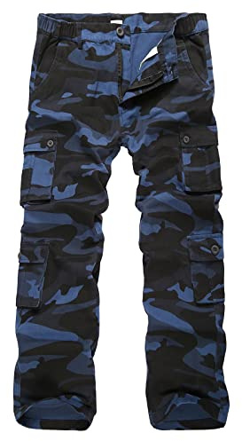 iCKER Cargo Combat Trousers Men Work Camo Army Military Tactical Multi Pocket Camouflage Pants