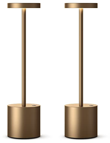 YIKUI 2 Pack LED Lampada da tavolo Senza Fili, 6000 mAh batteria ricaricabile 3 modalità di illuminazione luce dimmerabile lampade da tavolo portatili, per ristorante (2 Titanium 34cm)