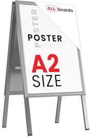 ALLboards Espositore pubblicitario con cavalletto a scatto A2 bifacciale struttura in alluminio grigio (OWZ_P_03)