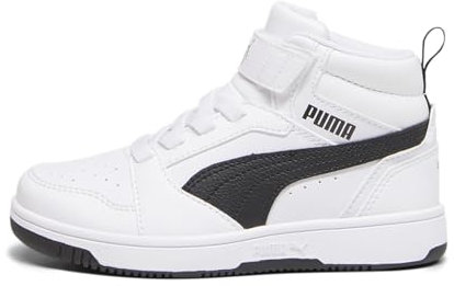 Puma Unisex Kids Puma Rebound V6 Mid Ac+ Ps Sneakers, Puma White-Puma Black, 33 EU