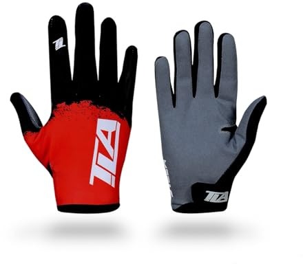 TLA STEEX guantes de motocross, mtb enduro, trial, bmx, hombre, mujer y niño, Ropa de moto y bicicleta. Guantes moto y ciclismo, verano, ligeros, transpirables y resistentes al desgaste._RojoNegro,S