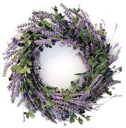 CIR OASES 20-inch purple Lavender wreath Artificial lavender leafy front door decoration Wreath Four Seasons Indoor Outdoor Home decor Wedding Party Holiday decor