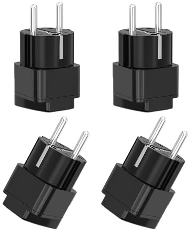 GZGXKJ 4 Stück Universal Reiseadapter Adapter Deutschland Stecker Reisestecker Steckdosenadapter EU Reisestecker Travel Adapter Für Usa Uk Thailand Schweiz Italien Schwarz