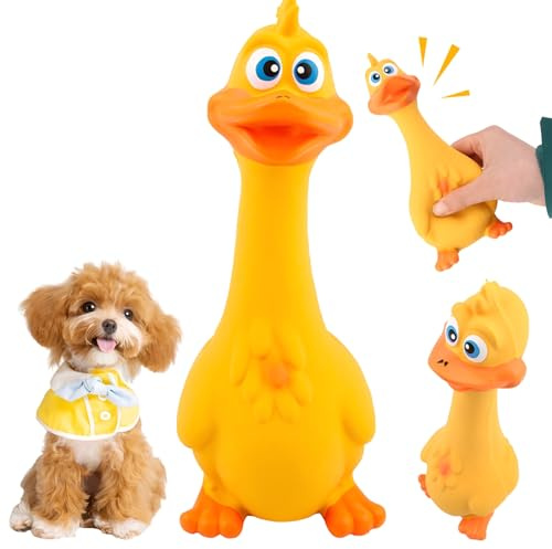 Esshogo Giocattolo per cani in lattice, per cigolii e lavare, giocattolo per cani, look carino, giochi interattivi, pollo in lattice, cigolante (giallo)