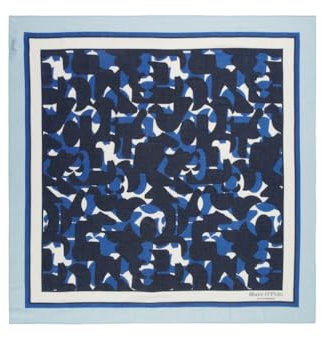 Marc O'Polo Damen Schal mit Allover-Print leicht, Mehrfarbig (Multi/Shiny Blue), One Size