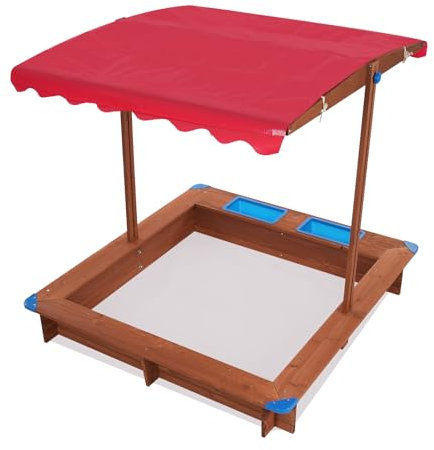Arenero de madera con cubierta, caja de arena para niños, arenero para el jardín, para patios traseros, invitados, terrazas, terrazas o (rojo)