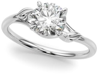 JTC LTD Solitaire Lab-Grown Diamond Engagement Ring Round Brilliant Cut 0.50 Ct White Gold Twisted Band Classic Bridal Jewelry Size N