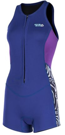 Cymwer Lady Short Wetsuits, Women's Neoprene Wetsuits with Front Zip One Piece Swimsuit Sun Protective Diving Shorty Suit for Swimming Diving Snorkeling Kayaking Surfing