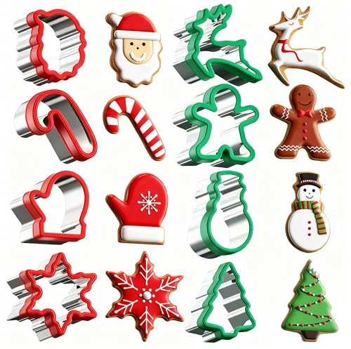 Chumix Moldes Galletas Navidad 8 Piezas, Cortador Galletas Navidad de Acero Inoxidable, Moldes Navidad para Rellenar Calendarios de Adviento, para Hornear y Decorar Pasteles