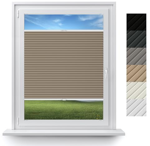 Concept Blinds Blackout Customised Pleated Shades - Blackout Fabric - Made-to-Measure Window Blinds - Easy Installation WITH DRILLING - Width 30–170cm x Height 20-240cm