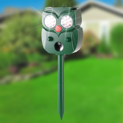 Cat Deterrent, Marten Deterrent, Solar Ultrasonic Animal Repellent, Cat Deterrent for Garden, Raccoon Repel, Dog Scarer, Marten Deterrent with Solar Operation and Lightning Against Cats