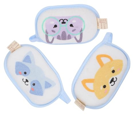 ABOOFAN 3 pièces Éponge de Bain Garçon Fille Né et Tout- Design Cartoon Massage Doux pour Peau Sensible Facile à Tenir pour Maman pour Bain Garçon Fille