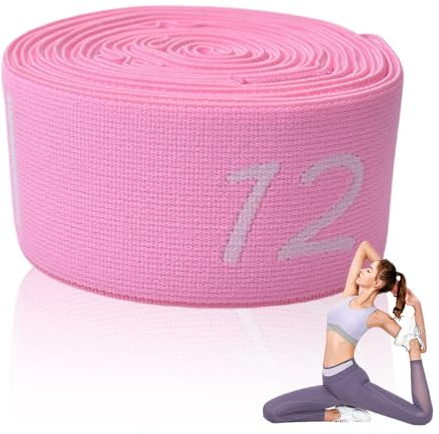 YUVKIN Fascia Yoga Cinghia Yoga Elastico Stretching Banda Yoga per Pilates, Danza, Ginnastica, Allenamento Flessibilità (12 Anelli) (Rosa)