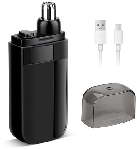 AirOpen Rasoir Nez Homme Intègre Rasoir Nez Double Lame, Épilateur avec Nose Trimmer à 9000 tr/min pour Épilation Rapide, Rechargeable USB-C, IPX7, pour Tous (Noir)