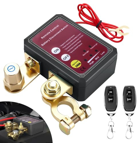 Ghekkli Disjoncteur de Batterie 2 Télécommandé Sans Fil, 12V 240A Coupe Circuit Voiture Interrupteur Batterie pour Voiture Bateau RV ATV Camion Alarme Voiture (Noir)