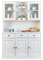 Inter Link - Vitrinenschrank - Küchenschrank - Geschirrschrank - Esszimmerschrank – Vitrine - Landhausstil - Kiefer Massivholz – 5 Türen – 3 Schubladen – Westerland 56.1 – Weiß lackiert