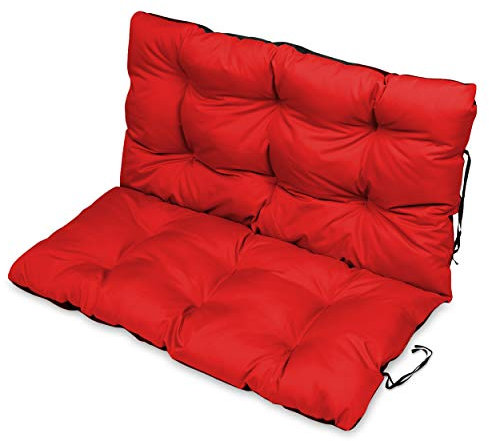 SuperKissen24. Sitzkissen Bankkissen Bankauflage für Gartenbank - 100x50 cm und Rückenlehne 100x60 cm - Outdoor und Indoor - rot