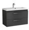 paplinskimoebel - Waschbecken mit Unterschrank 80 cm Breit Sicily Sink, Waschbeckenunterschrank mit Schubladen, Badezimmerschrank Hängend - Waschbeckenunterschrank Graphit Matt mit Wachbecken
