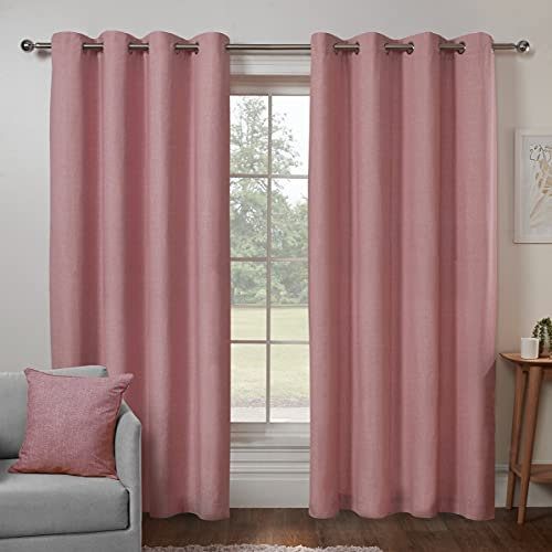 Sleepdown Textured Print Eyelet Curtains Lined Curtains for Bedroom and Living Room 90 x 72 Inch Blush 2 Panels, 5056242839514