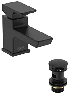 Bristan Cobalt Basin Mixer Tap with Clicker Waste Black (COB BAS BLK)