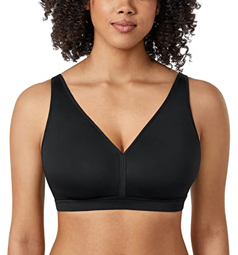 AISILIN Non Wired Bras for Women Comfort Wireless Bralette Support Full Coverage Unlined Soft T Shirt Plus Size Bra Black 38G