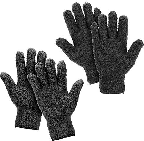 2 par rengöringshandskar i mikrofiber, återanvändbara dammhandskar, för rengöring av möbler, lampor, bilar och svåråtkomliga hörn