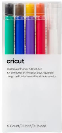 Cricut Watercolor Marker & Brush Set 8 Marker 1 Wasserpinsel Erstellen Sie ein Aquarell Meisterwerk Ihrer Schneidemaschine Multi Explore & Maker 9 Stück 2009979 mehrfarbig Cricut Explore & Maker