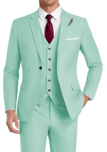 HUUTOE HANBANGWEI Traje de vestir para hombre Trajes de graduación para hombre Corte ajustado Traje aguamarina para hombre Separados de traje para hombre Traje aguamarina para hombre Talla M