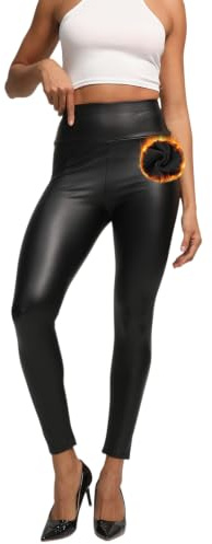 Getervb Leggings Push Up Mujer Cuero Sexy Pantalones Piel Sintética Tiro Alto Elásticos Medias de Cuero de Imitación Pantalones de PU Casual