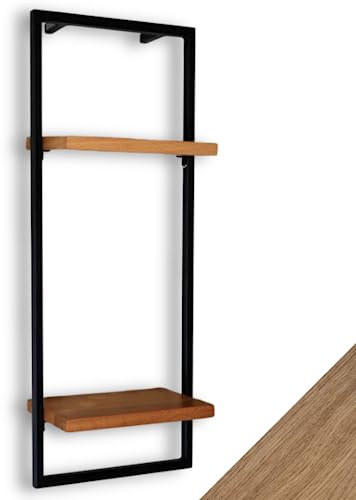 holz4home® Wandregal High in schwarz gerahmt I Hochwertiges Eichenholz I 70x30x15cm I Ohne Baumkante, Natur geölt I Inkl. Befestigungen aus Stahl für Schweberegal Industrial Flair
