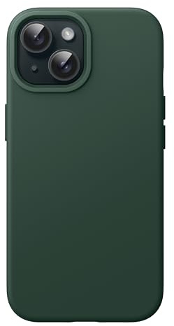 JETech Funda Silicona para iPhone 15 6,1 Pulgadas, Protectora de Cuerpo Completo con Tacto Suave y Sedoso, Antigolpes Carcasa (Verde Noche)