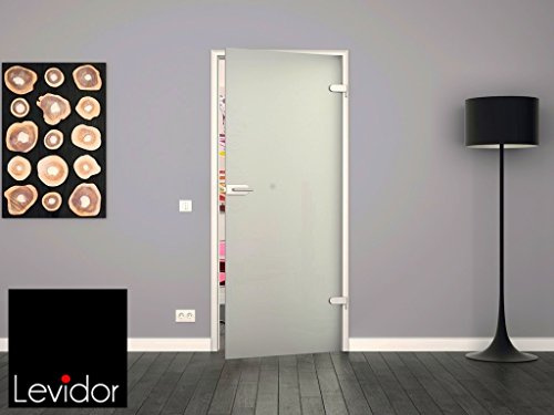 Glastür Ganzglastür Drehtür aus ESG-Glas Sadora ® in Vollsatiniert/Milchglas (V) 709x1972 mm (BxH) für Studio Griff und Studio Bänder