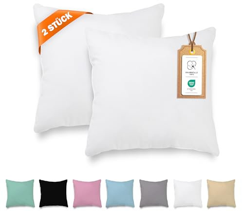 Veluna Home Kissenbezug 80x80cm - 100% Baumwolle(2er-Set) - Weiß - Dicht gewebt mit 57 Fäden/cm² - Kopfkissenbezug - Oeko Tex Zertifiziert - Renforcé Kissenhülle für Kissen mit Reißverschluss