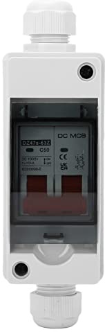 DC Isolator, Mini Miniature Circuit Breaker 2P 50A 1000V Solar PV Combiner Box DC Disconnect Switch IP65 Waterproof Photovoltaic DC Isolation Switch