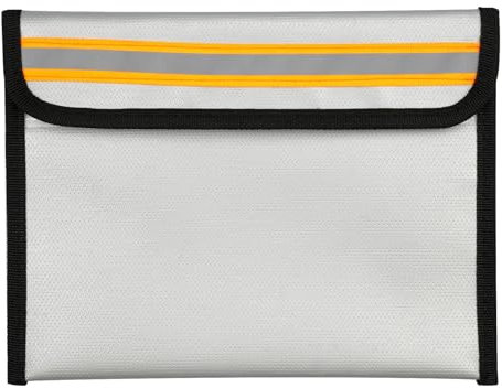 YunBey Feuerfeste Tasche Feuerfeste wasserdichte Dokumententasche (23,5 x 17,5 cm) Geldtasche Feuerfest mit Reißverschluss für Dokumente Passport Scheine Wertsachen, Weiß