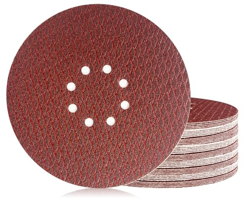 50 st Schleifpapper 225 mm Klett, Exzenter Röda slipskivor 40/80/120/180/240 Grit, 8 hål Anti-Clog Up Design för Exzenterslipmaskin & Svängslipmaskin