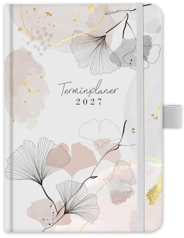 Terminplaner 2027,Wochenplaner A5 mit Innentasche | Kalender 2027 von Januar 2027 bis Dezember 2027, Elastischer Verschluss, Kalender 2027 Buchkalender, 21.3 x 14.7cm - Grau
