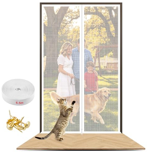 Cat Door Screen,Heavy Duty Pet Screen Door with Zip,Fits Door Size 80X200CM,for Dogs Cats Mosquitos,Ideal for Living Room,Bedroom,Kitchen,Patio