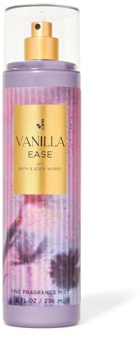 Bath & Body Works Vanilla Ease Fine Fragrance Mist 8 fl oz – Cozy Vanilla, Smoked Musk & Cashmere Blend – Body Spray for Women and Men – Long-Lasting Light Scent