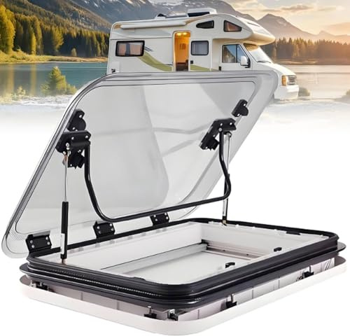 WHYYDSS RV Caravan Roof Vent, 50/70/80 x 50cm Cut Out RV Caravan LED Skylight, Window Roof Top Vent with Sunshade, Anti-UV Roof Vent Hatch, for Caravan Trailer 50x50cm