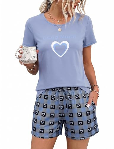 Marvmys Women Pyjamas Set Short Pjs Ladies Summer Nightwear with Pockets