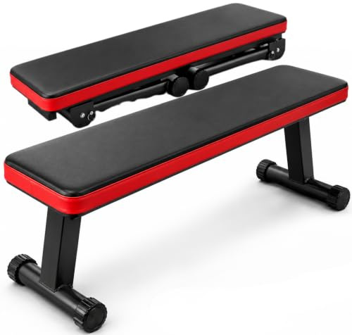 Senshi Japan Weight Bench Foldable 490lbs Weight Capacity Heavy Duty Steel Workout Bench Dumbbell Training, Strength, Compact Exercise Bench Home Gym (Flat Bench)